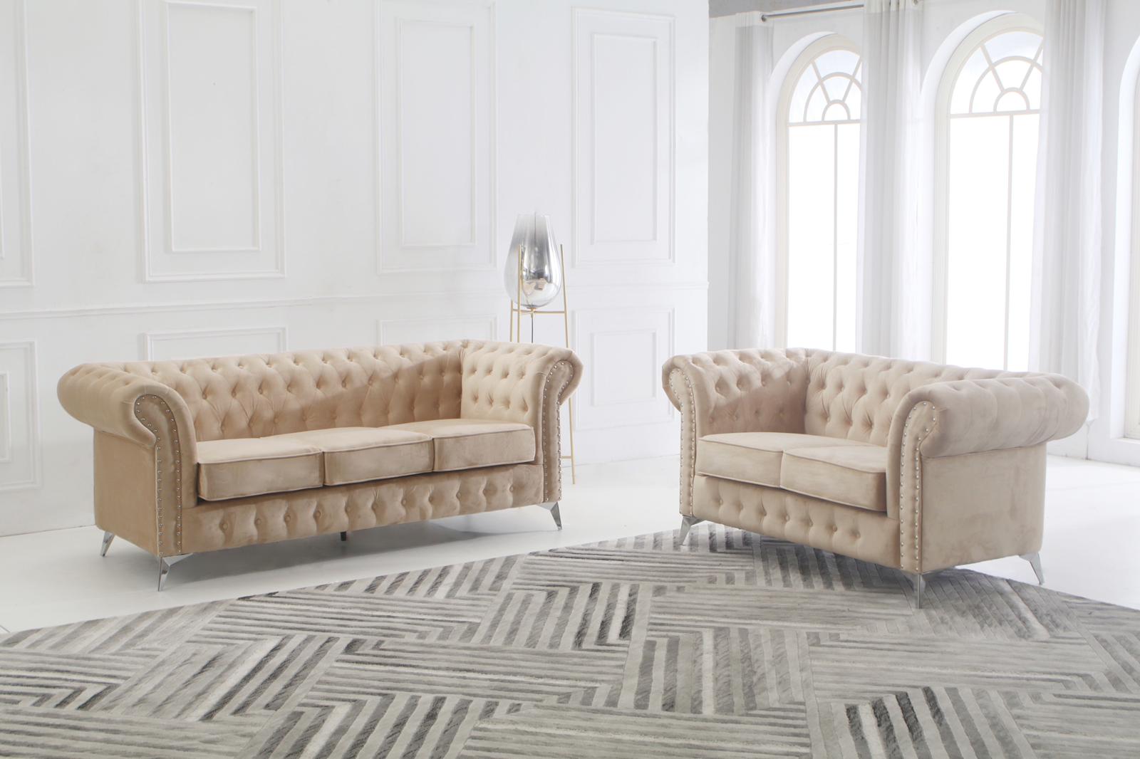 The Horizon Luxe | Premium Fluted Velvet Sofa Suite